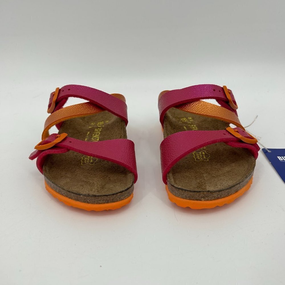 NIB BIRKENSTOCK Girls Salina Metallic Orange Pink Slip On Sandals Shoes 26 / 8 - Picture 3 of 5